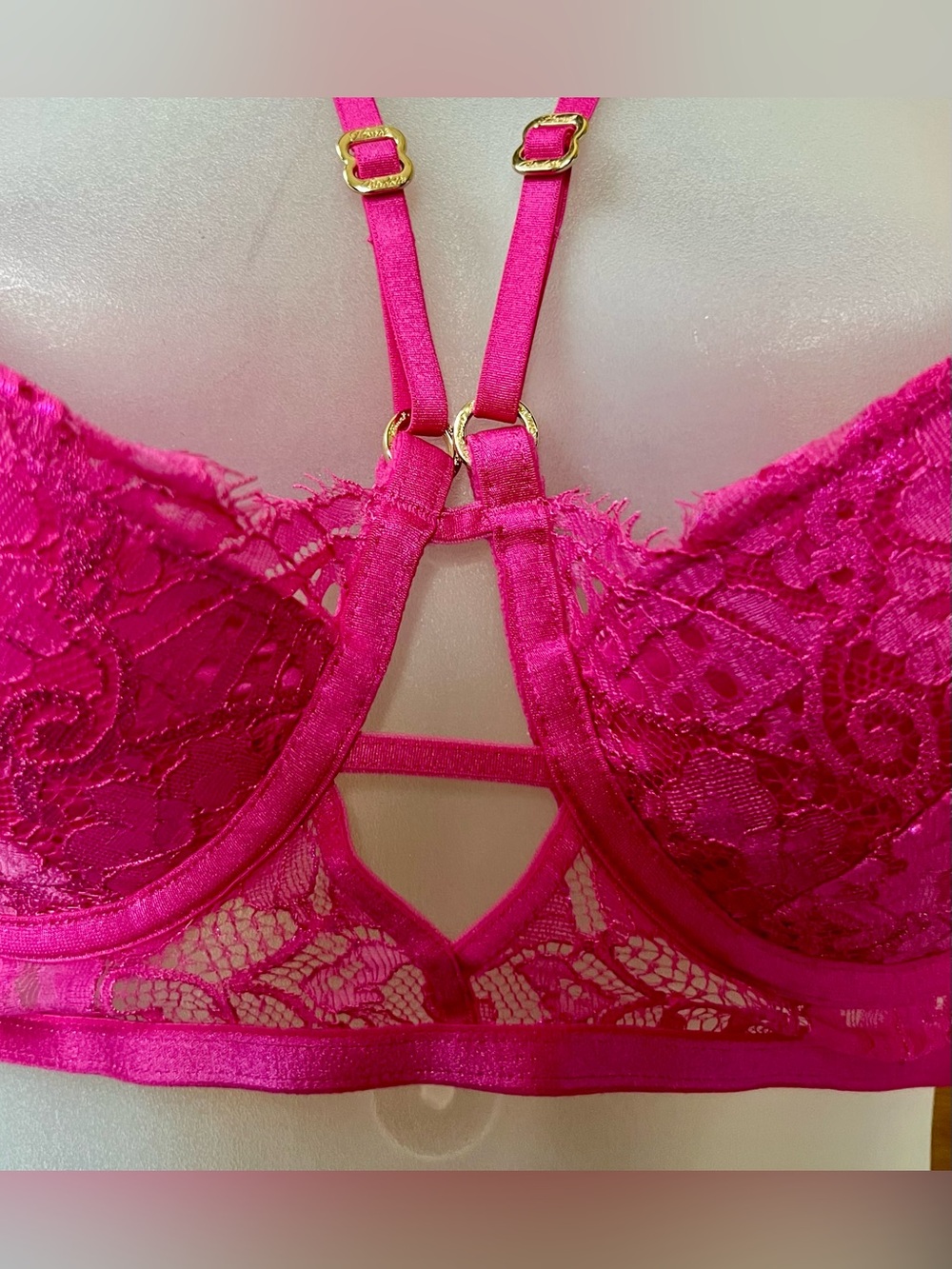 Honey Birdette Fuchsia Lace Strappy Underwire Bra - Picture 2 of 8
